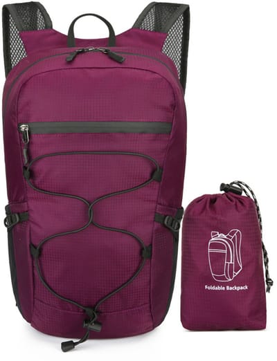 VHV - Rugzak - Opvouwbare wandelrugzak en fietsrugzak - Ultralicht, waterafstotend en compact in tas - Voor reizen, sport en camping - Paars
