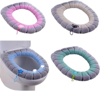 Set van 4 Wasbare Toiletbril Covers, Zachte en Comfortabele Beschermhoezen voor Universele Toiletten, Elastisch en Duurzaam