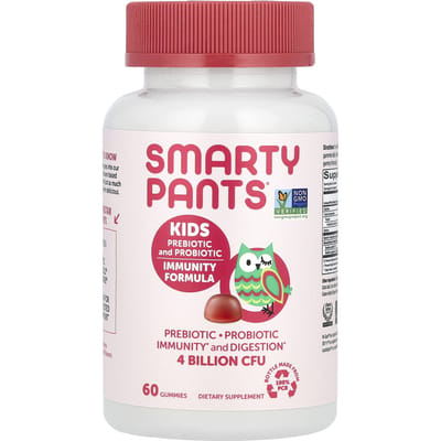 SmartyPants, prebiotica en probiotica voor kinderen, formule ter ondersteuning van het immuunsysteem, aardbeienroom, 4 miljard CFU, 60 gummies (2 miljard CFU per gummy)