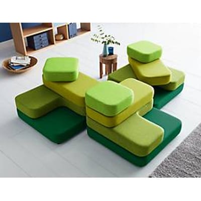 Zitsysteem TAPA Square, stof, modulair, met draaimechanisme, B 900 x D 900 x H 620 mm, groen/groen