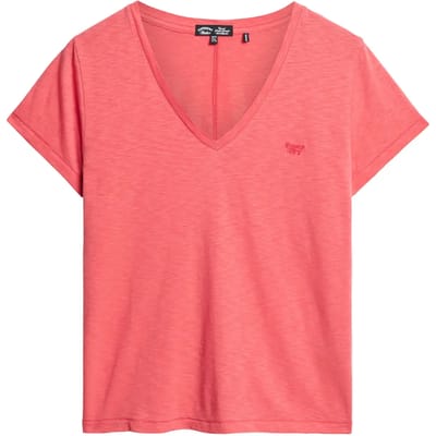Superdry Studios Slub Emb Vee Tee Dames T-Shirt - Koraal - Maat XS