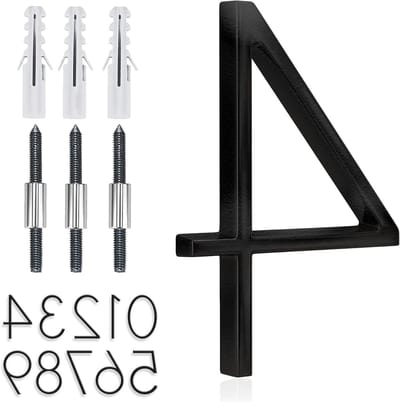 Huisnummer Metaal - Moderne Cijfers - Huis Identificatie - Roestvrij Staal - 12.7 cm Hoog - Zwart