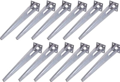 12x grondinrijhuls voor Ø 40 mm grondinrijhuls 50 cm lengte afrasteringspaal verzinkt bevestiging 100x100 mm