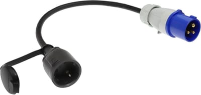 CEE-stekker naar Schuko-koppeling adapter 35 cm, 16 A, 230 V, 3.500 W, IP44, H07RN-F 3G2,5