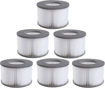 Filterpatronen - Verpakking van 6 - Geschikt voor MSPA opblaasbare spabaden - Geschikt voor MSPA bubbelbadfilters - Geschikt voor MSPA spabadfilters