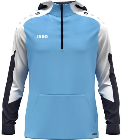 Jako Dynamic Hooded Half Zip Kinderen - Hemelsblauw / Wit / Marine | Maat: 128