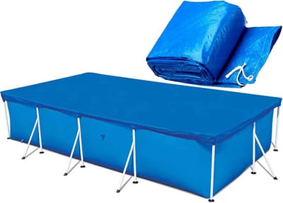 Zwembadafdekking voor zwembad van 221 x 150 cm, zonnezeil, metalen en prismaframe zwembadafdekking, Easy Set zwembad, PE beschermhoes, waterdicht, stofdicht - een must-have voor de zomer