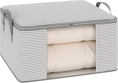 Opbergzak voor Dekbedden en Kussens, Ademend, Waterdicht en Vouwbaar met Verstevigde Handvatten en Dubbele Rits – 55 x 35 x 25 cm – Perfect voor Dekens, Bedlinnen en Organisatie