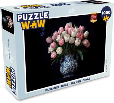 Puzzel Bloemen - Roze - Tulpen - Vaas - Legpuzzel - Puzzel 1000 stukjes volwassenen