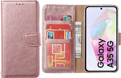 Hoesje geschikt voor Samsung Galaxy A35 5G hoesje - Arara bookcase- Rosegoud