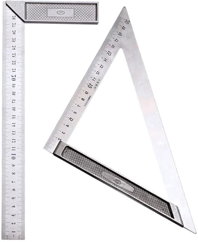 90 graden hoek aanslaghoek 200 mm & 300 mm timmermanshoek hoekmeter metrische driehoekige liniaal van aluminium voor nauwkeurig schetsen en tekenen