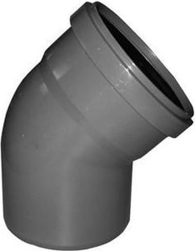 Bocht 45° PVC-U 110 mm SN4 manchet x spie DN100 grijs KOMO/BENOR kort