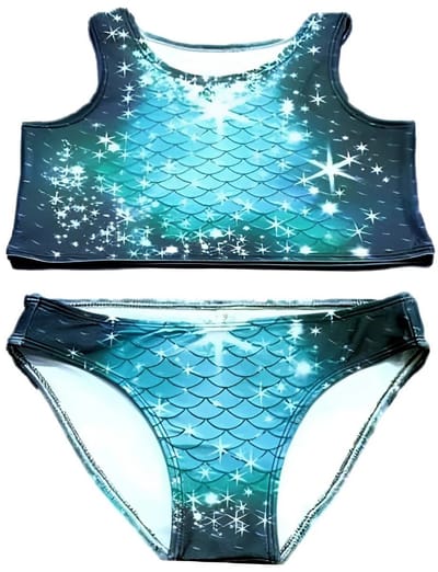 Mermaid Sisters bikini set voor meisjes - Blauw - Maat 104-122 - Zeemeermin zwemkleding