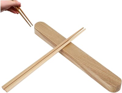 Houten eetstokjes met opbergtas - Herbruikbare tafelaccessoires voor kantoor, school en picknick