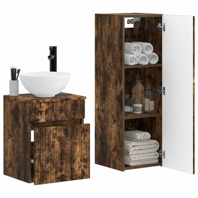 vidaXL - Badkamermeubel - Set - 2 - st - Gerookt - eiken - 33 - x - 34,5 - x - 100 - cm