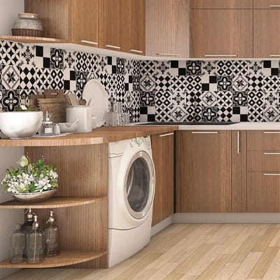 Zelfklevende muurtegelstickers voor keuken en badkamer - 24 Yanga-stijl azulejo tegelstickers - 24 stickers, 15x15cm