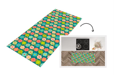 Keukenloper 120x50 cm - Keukenmat vinyl Patroon - Bloemen - Retro - Jaren 70 - Keukenmatten loper - Keuken vloerkleed tapijt