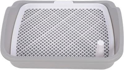 Hondenpotje Puppy Trainingsbak - Honden Toilet Puppy Plasbak - Hondentraining Thuis - Met Spatbescherming - 54x45x13 cm - Grijs