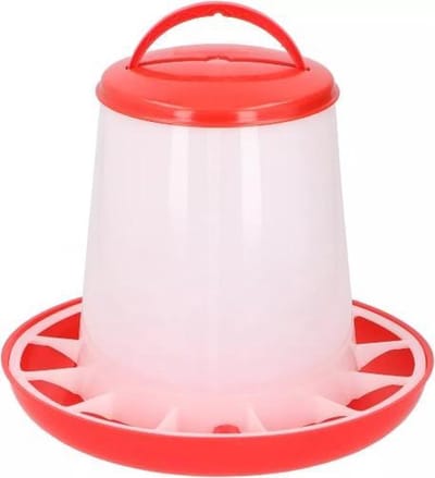 Voersilo voor kippen. Dia 17x26 cm. Inhoud voor ca. 3 kilo voer. Chicken feeder PL