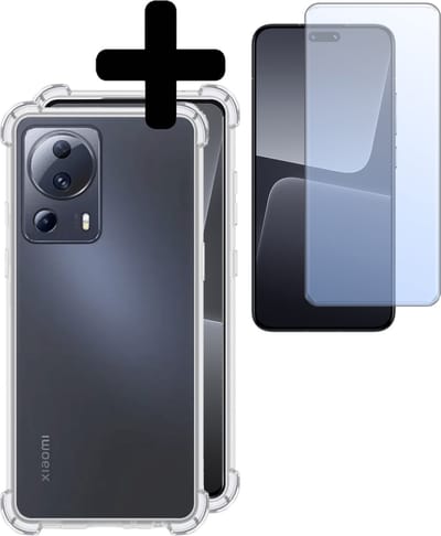 Hoesje - Met Screenprotector - Geschikt voor Xiaomi 13 Lite - Sterk & Shockproof - Siliconen Case - Back Cover - Telefoon Hoes - Shock Proof - Telefoonhoesjes - Transparant