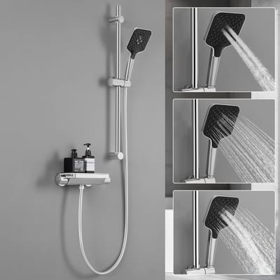 Lonheo max Doucheset - Chroom Badkraan - Piano Button Douchekraan - Handdouche met 6 Functie - Regendouche - Hartafstand 150 mm - Waterbesparend - Chroom