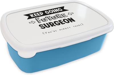 Broodtrommel Blauw - Lunchbox - Brooddoos - Quotes - Studeren - Chirurg - Dokter - 18x12x6 cm - Kinderen - Jongen