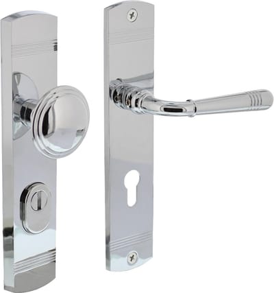 Intersteel Voordeurbeslag Helena 239x50mm knop/kruk profielcilindergat 72mm met kerntrekbeveiliging chroom