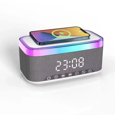 Yuconn Digitale Wekker – Wekker met Draadloze Oplader, Nachtlamp & Bluetooth Speaker