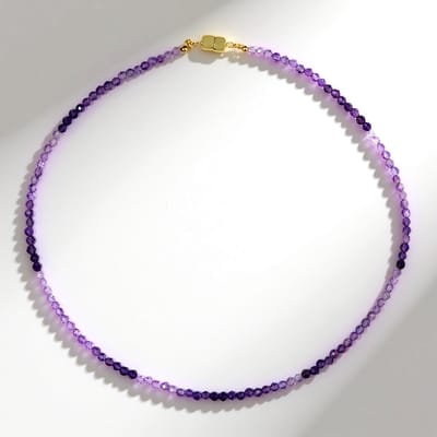 Cavill - Zilveren halsketting 925 Sterling Zilver met 36,571 ct Uruguay Amethist - Lavendel Paars - Elegante magnetische sluiting - 45 cm