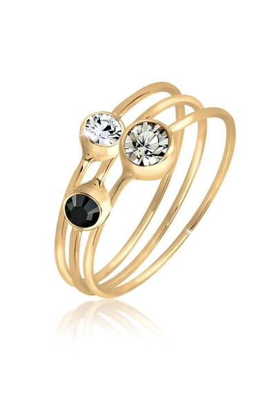 Elli - Ring - Dames Stapelen Set van 3 Elegant met Kristallen in 925 Sterling Zilver - Dames