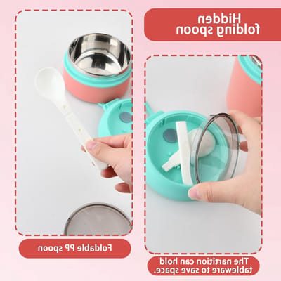 Thermoskan voor Warm Voedsel 530 ml met 180 ml Dubbelwandige RVS Ontbijtbeker met Lepel voor School en Kantoor