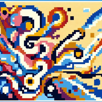 Pixel art picasso schilderij | Abstracte pixels brengen Picasso's kunst tot leven in artwork | Kunst - 100x100 centimeter op Canvas | Foto op Canvas