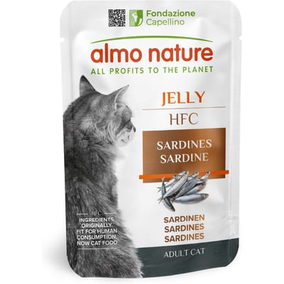 Voordeelverpakking: 24x55g Almo Nature HFC Jelly Pouch Sardines Nat Kattenvoer