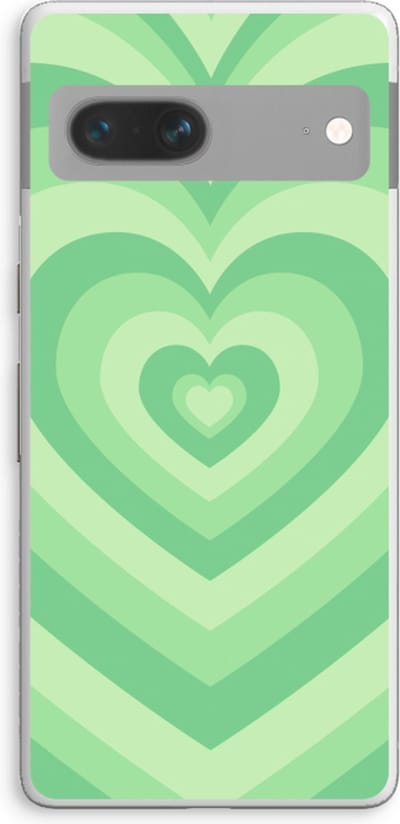 Case Company® - Hoesje geschikt voor Google Pixel 7 hoesje - Hart Groen - Soft Cover Telefoonhoesje - Bescherming aan alle Kanten en Schermrand