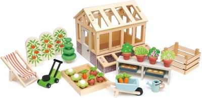 TENDER LEAF Poppenhuis - Serre En Tuinset - 48X30X21Cm - Hout - 3 Jaar