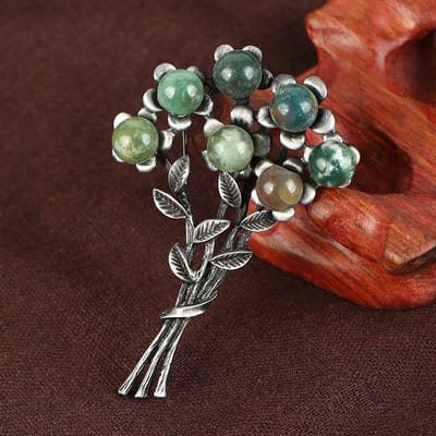 Vrouwen Vintage Klassiek Agaat Bladeren Exquise Emaille Spelden Broches Retro Planten Serie Metalen Badges Voor Dames Feestaccessoires gray