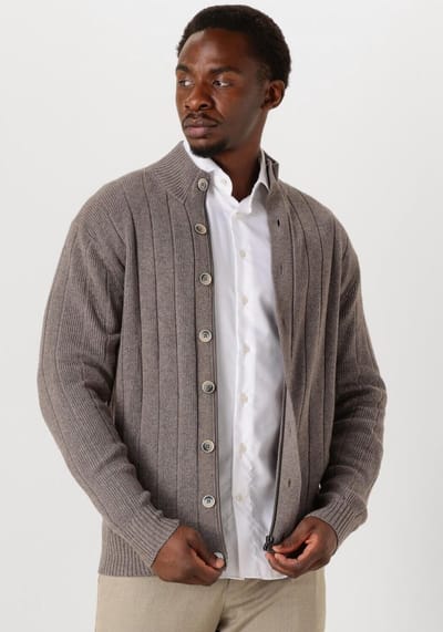Gentiluomo Turtle Button+zip Ls Truien & Vesten Heren - Sweater - Hoodie - Vest- Bruin - Maat L