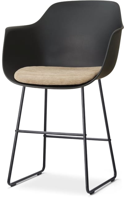 Nolon Nino-Liz barkruk zwart met nougatbruin Zitkussen - zwart onderstel - 65 cm