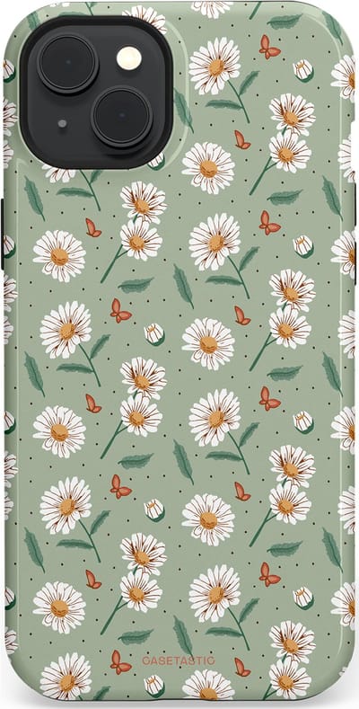 Casetastic Hoesje Geschikt voor Apple iPhone 15 Plus Magsafe - Stijlvolle Beschermende Duo-layer Case - Vleugels en madeliefjes