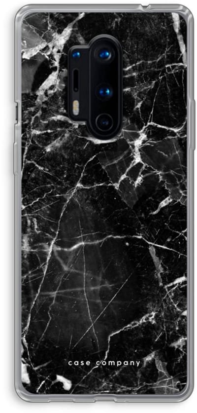 Case Company® - Hoesje geschikt voor OnePlus 8 Pro hoesje - Zwart Marmer - Soft Cover Telefoonhoesje - Bescherming aan alle Kanten en Schermrand