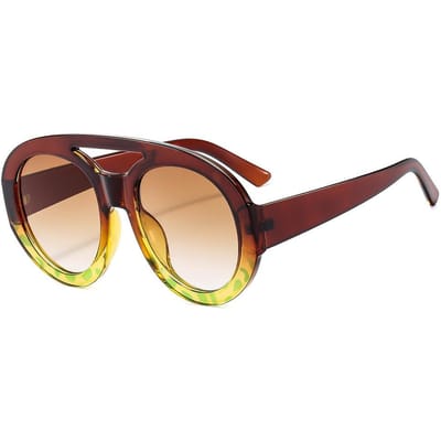 Lunettes de Soleil Rétro Double Pont Grande Monture Grenouille Mode Été Femme Protection Solaire UV400 Gafas De Sol 1PC