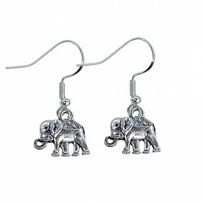 Olifant -oorbellen -zilver-Charme Bijoux