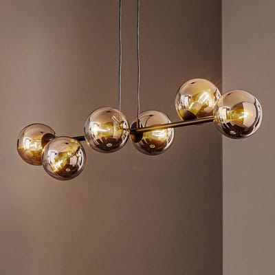 EMIBIG LIGHTING Hanglamp Glassy, 6-lamps, zwart, grafiet, glas, 110 cm