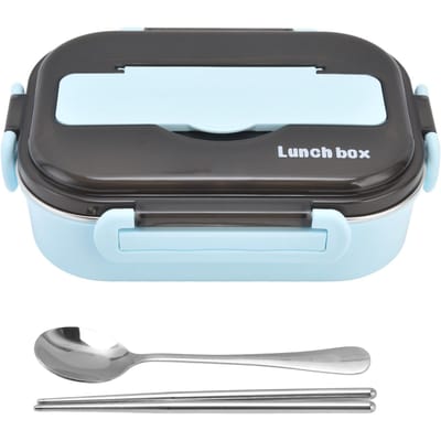 Lunchbox 1000ml Twee Compartimenten Veilig Duurzaam Goede Afdichtingsprestaties Draagbare Bento BoxBlauw L(for 6.5-9kg) white