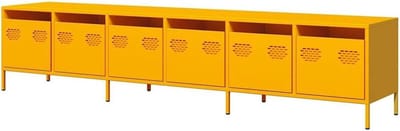 Tv-meubel - Tv-standaardkast - Opbergen Media - Koudgewalst staal - 202 cm - Mosterdgeel