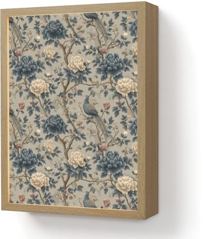 Wandlamp 30x40 cm - Oplaadbaar - Pauw - Bloemen - Blauw - Wandlampen binnen woonkamer - Slaapkamer lamp - Decoratieve nachtlamp - Vloerlamp draadloos