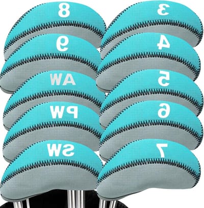 Golfijzer Clubhoezen - Golf Headcovers IJzer - Club Bescherming - Waterdicht Neopreen - 10 Stuks - Azure