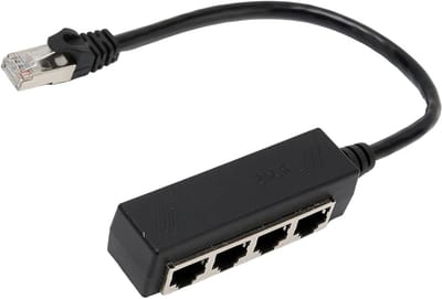 Ethernet splitter - Netwerk adapter - Internet delen - 4 poorten - 1 Mannelijk 4 Vrouwelijk - Zwart