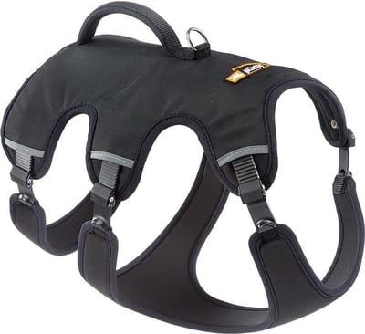 Ergonomisch Borstharnas Voor Middelgrote Honden - Zachte Voering - Reflecterend Zwart - Large Dog Belts