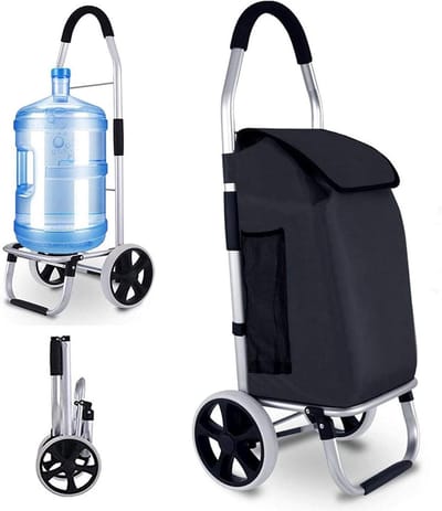 Opvouwbare Boodschappentrolley - Trapklimwagen - Boodschappen vervoeren - Waterdichte Extra Grote Tas - Twee Wielen - Zwart